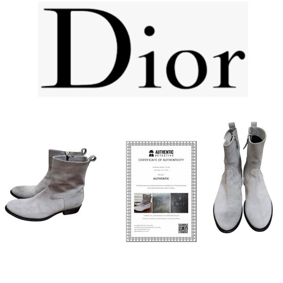 Dior Homme Suede Ankle Men's Gray Suede Mid-Calf Boots Size US 12 / EU 46 - Picture 1 of 15